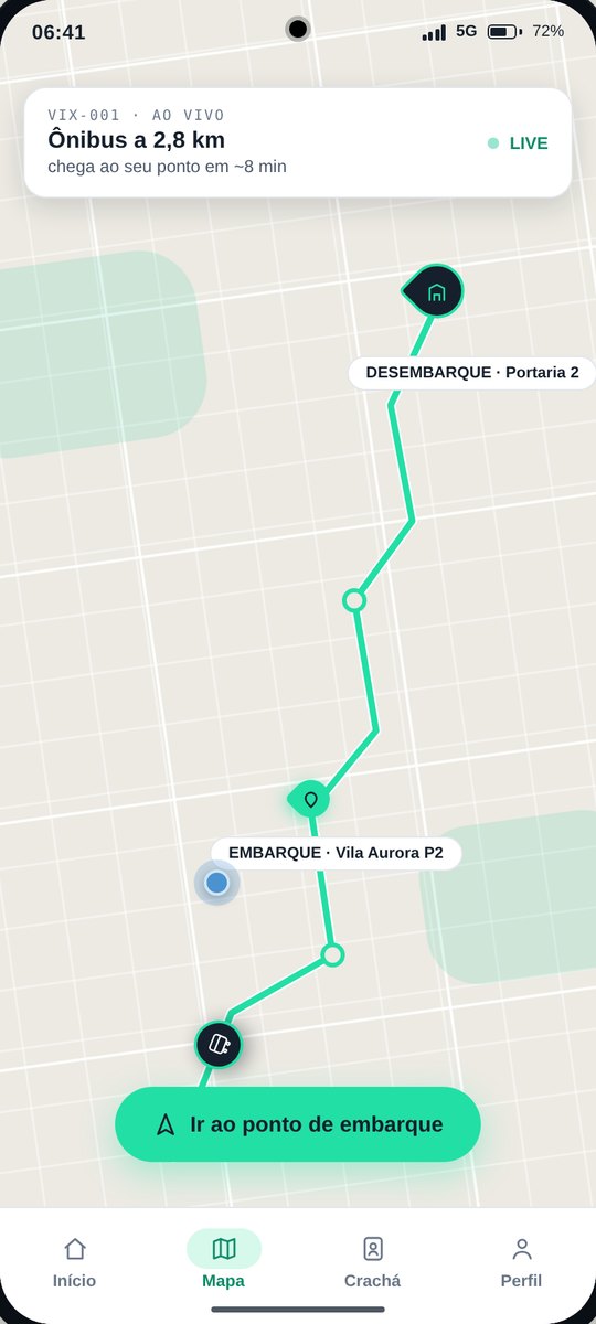 MUVIA Pass: mapa com o ônibus ao vivo e o ponto de embarque